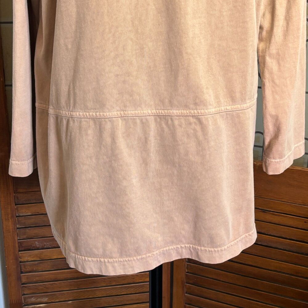 Pure Jill Organic Cotton Long Sleeve Tunic Side Slit Flowy Basic Blouse Size L - Picture 7 of 13